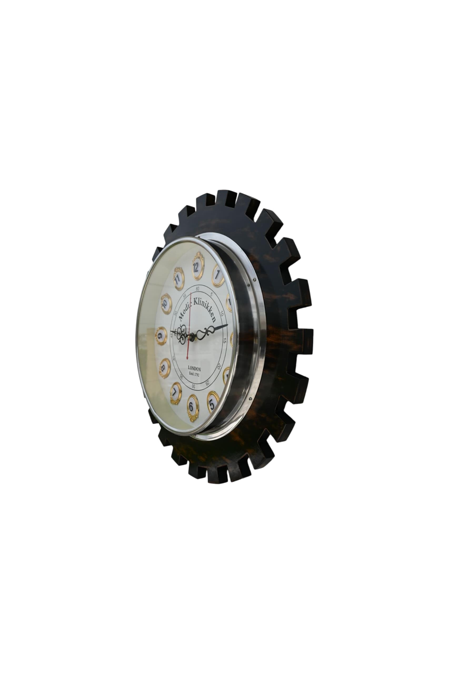 Antique MART..20-Inch Vintage Gear Wall Clock, Wooden Frame, Silent Quartz Movement, Decorative Timepiece (20" Inch) 2