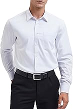 HISDERN Chemise pour Hommes à Manches Longues Chemise en Fiber de Bambou d'affaires Coupe Régulière Chemise décontractée sans Repassage avec Poche S-4XL