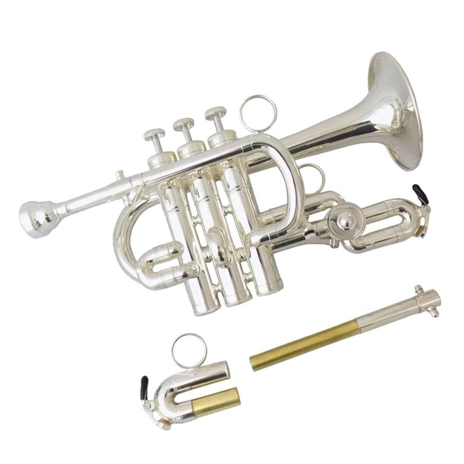 Trąbki Bb/A Piccolo Trąbka Instrumenty Muzyczne Wykończenia Szczotkowane Mosiądz Żółty Korpus Mosiądz Stal Nierdzewna Profesjonalna Trąbka(Silver)