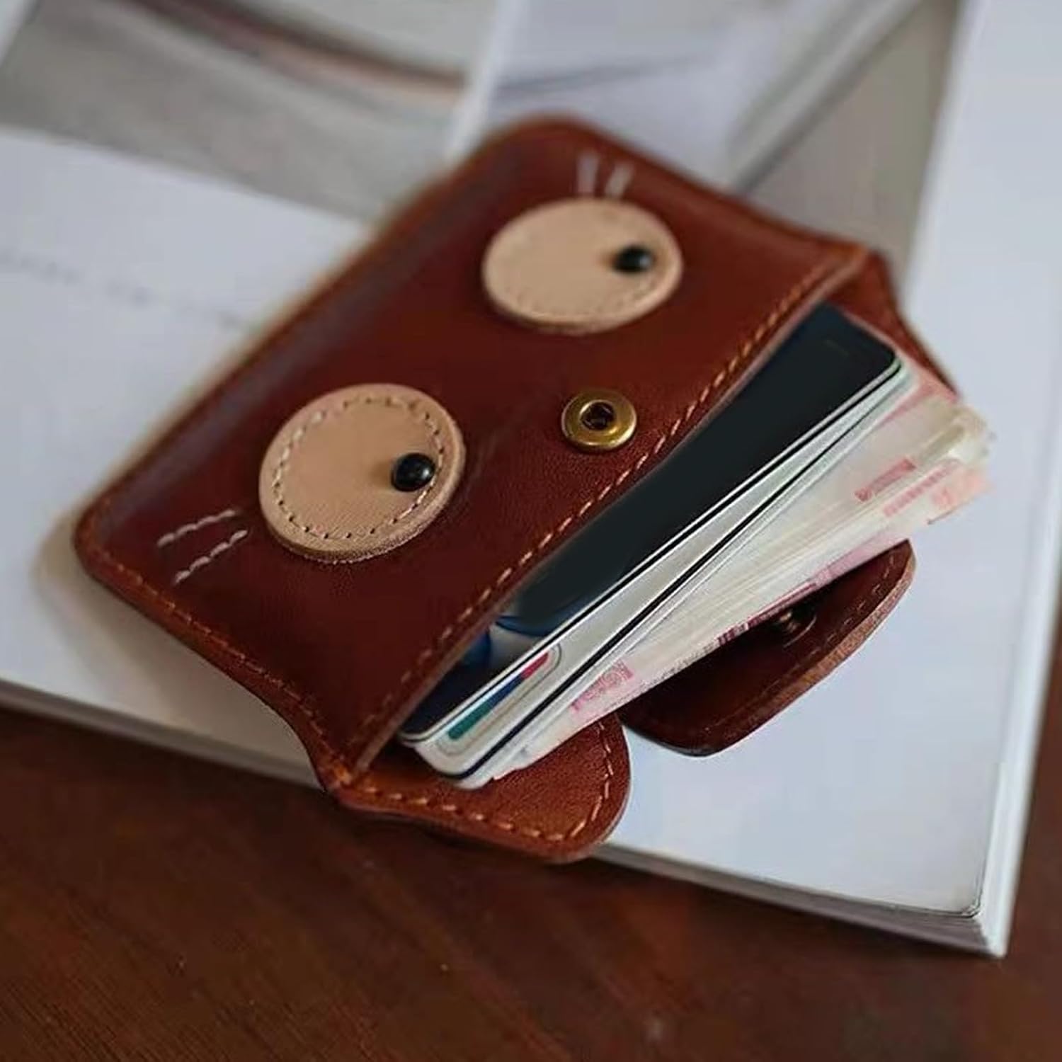 Retro Styles Feline Themed Lightweight Wallet Organizers For Cards And Bills PU Leather Cats Lover Wallet