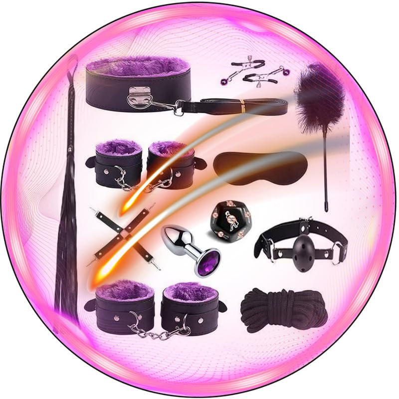 BDSM Bracelet 12 PièCes Accueil Gym Accessoires d'exercice pour Les Hommes Et Les Femmes, avec Bracelets RéGlables Et Bandes De RéSistance - Q (Violet)