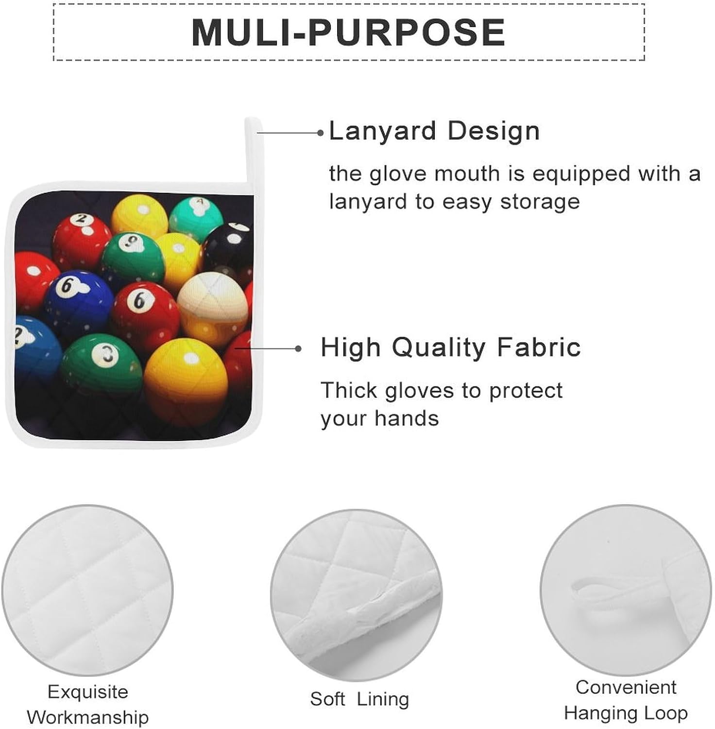Color Billiards Polyester Heat Resistant Pot Pad Non Slip Anti Scald Hot Dish Mat Reusable Table Protector for Kitchen Hot Pot Mat Wear Resistant Heat Proof Table Pad for Countertop Dining Room