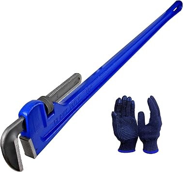 60 Inch Pipe Wrench, Cr-Mo Jaw Opening 9"/228mm Adjustable Heavy Duty Cast Iron Straight Handle Plumbing Wrench, Perfect Plumbers Tool for Oil Field, Plumbing, Construction and Mechanics