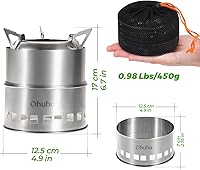 Vista 3 de Estufa de leña portátil de acero inoxidable ideal para campamentos Ohuhu