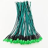 Gebildet 50pcs 3V-4.5V-5V-6V-7.5V-9V-12VDC 5mm Green LED Lights Emitting Diodes, 12VDC Prewired 7.9 Inch V LED Light Diffused Colored Lens Small LED