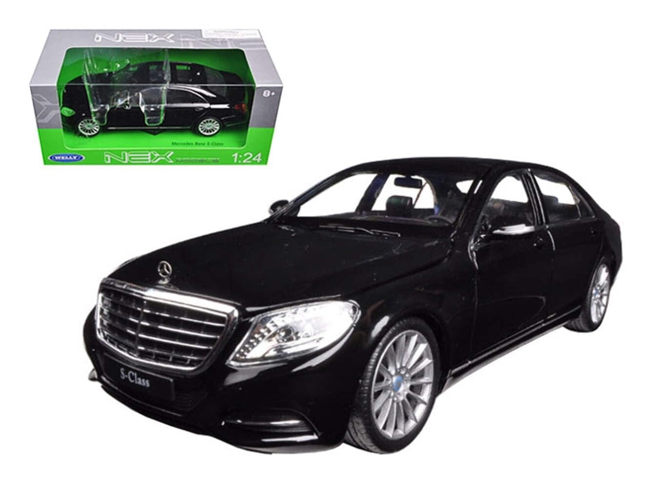 Mercedes S Class Black 1-24 Diecast Model Car by Welly