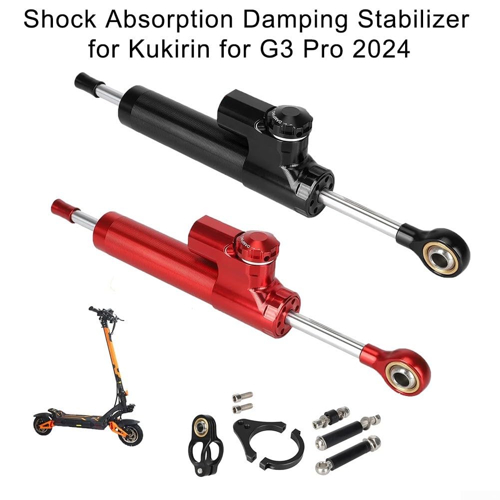 Amortisseur de direction Kukirin G3-Pro 2024 | Stabilisateur de direction en aluminium/pièce de rechange | Amortisseur de stabilisation de guidon de moto (rouge)