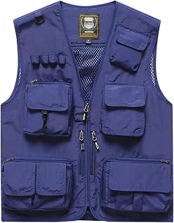 KRUPTI Men's Fishing Vests,Men's Outerwear Traveling Photography Hiking Hunting Tactical Sleeveless Jacket Vest,Outdoor Quick Dry Fishing Vest,Breathable Photography Top(Size:l,Color:Blue)