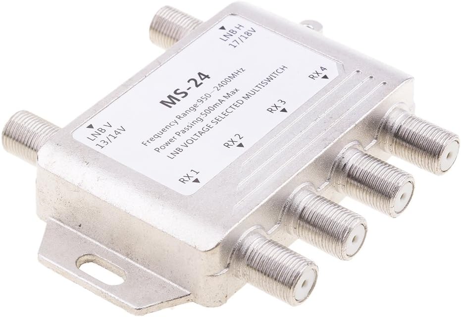 Fenteer 2x4 Satellite MultiSwitch Splitter FTA TV LNB Switch Cascade 2 in 4 Out