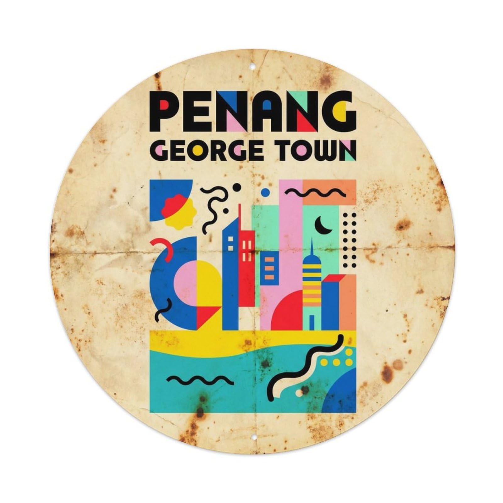 Penang George Town Ocean Coast Geometric Metal Tin Sign