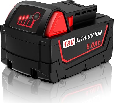 8.0Ah 18V Replace for Milwaukee Mk18 18V Battery Compatible with Mk18 Battery 48-11-1850 48-11-1840 48-11-1852 48-11-1815 Cordless Power Tools Lithium-Ion Battery