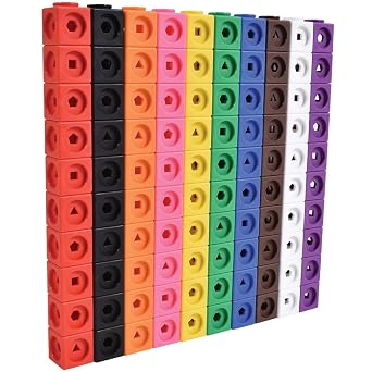 edxeducation Math Cubes | Set of 100 Linking & Snap Cubes | Counting Blocks with 5 Shapes | Math Manipulatives for Preschool & Kindergarten | 10 Colors