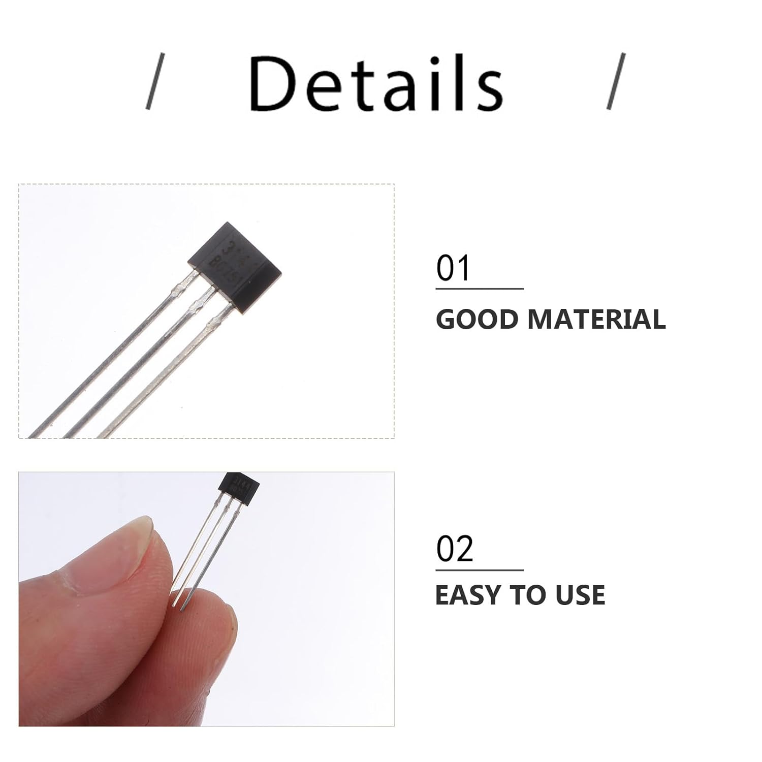 ULTECHNOVO Hall Effect Sensor Compact Miniature Linear Sensor 0.62X0.15X0.15In with Sturdy Brushless Electric Motor for Home Industrial Electrical Applications