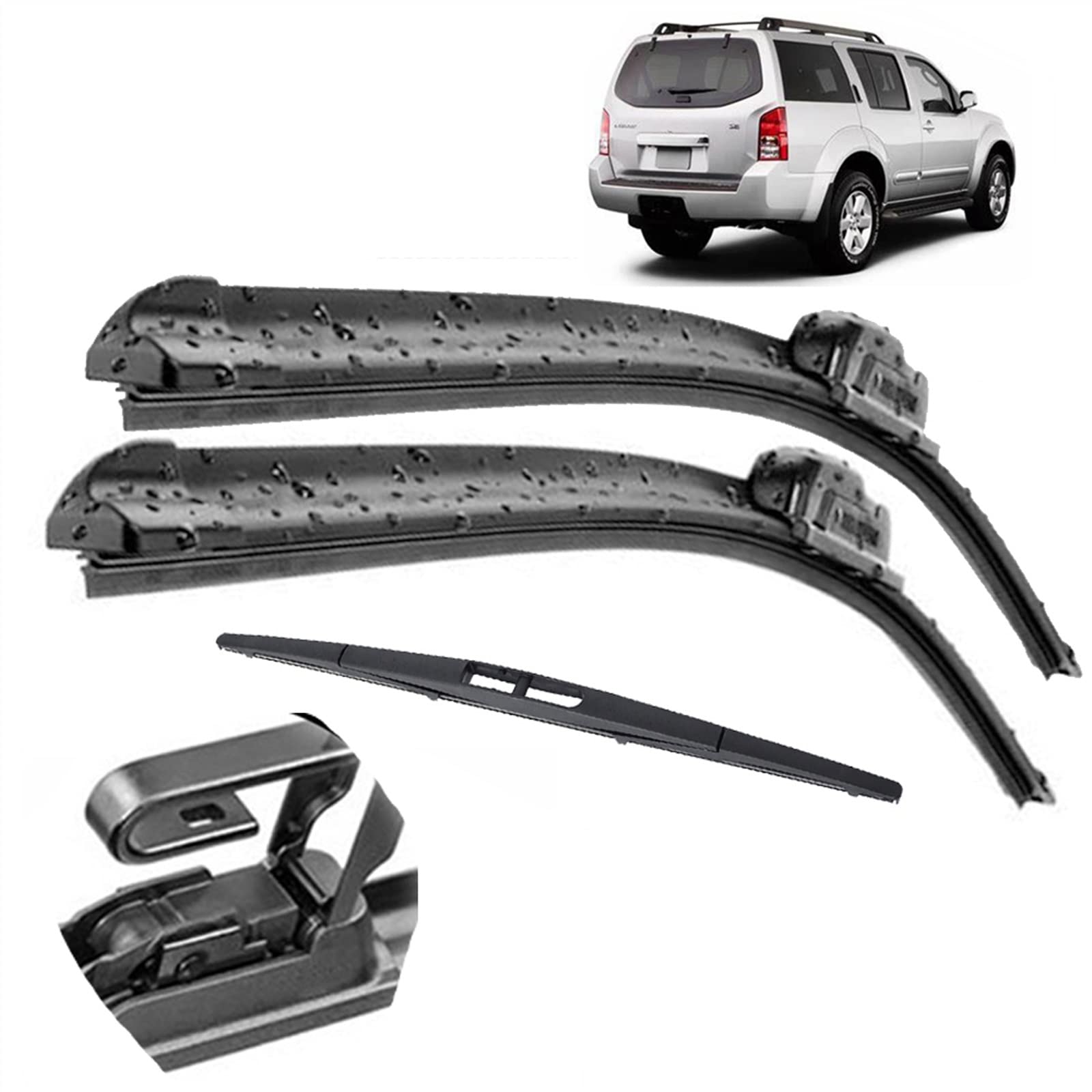 Juego De Escobillas Limpiaparabrisas Delanteras Y Traseras De 24 "+ 18" + 12 ", Parabrisas De Coche, Ventana Para Nissan Para Pathfinder R51 2005-2012 Parabrisas
