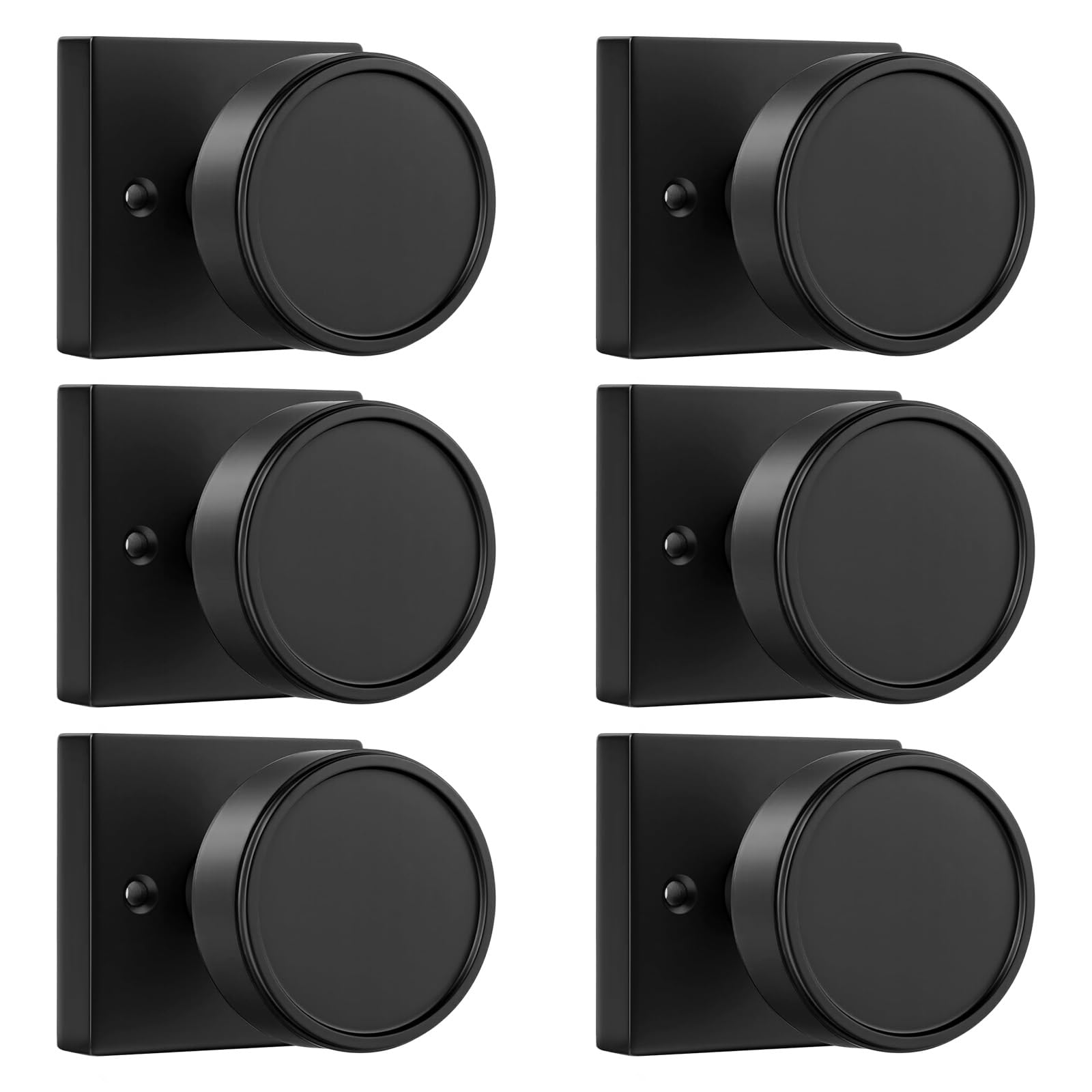 Brushed Gold Door Knobs - 6 Pack Privacy Knobs -12
