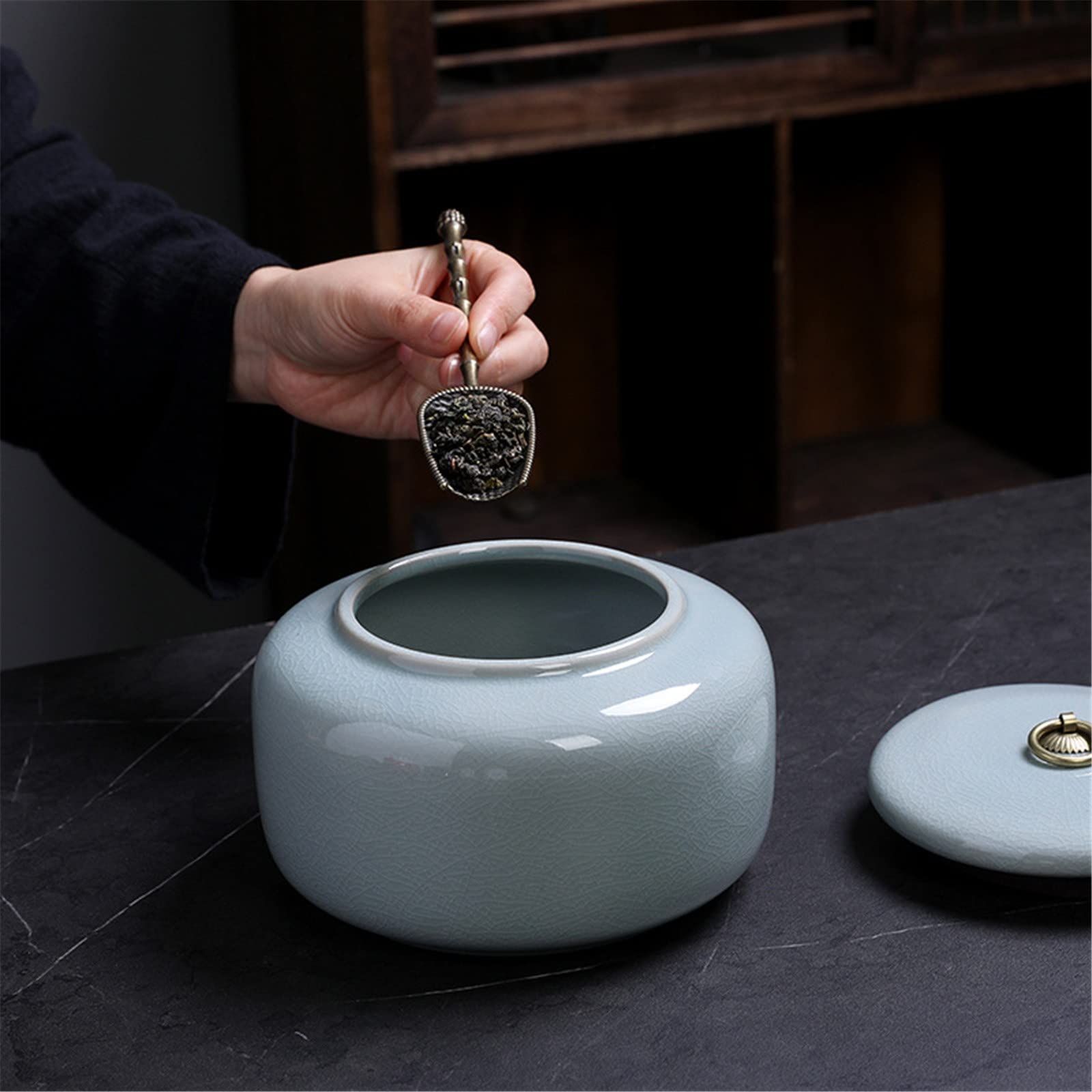 Puszka na herbatę Duży ceramiczny szczelnie zamknięty słoik do przechowywania herbaty Pu-erh Zielona herbata Czarna herbata Domowa herbata Caddy Tea