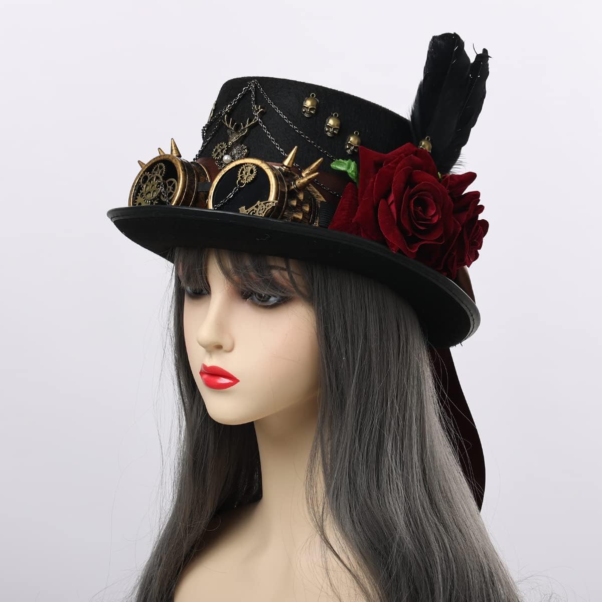COSDREAMER Women Men Steampunk Top Hats with Goggle Halloween Costume Hats - Image 3