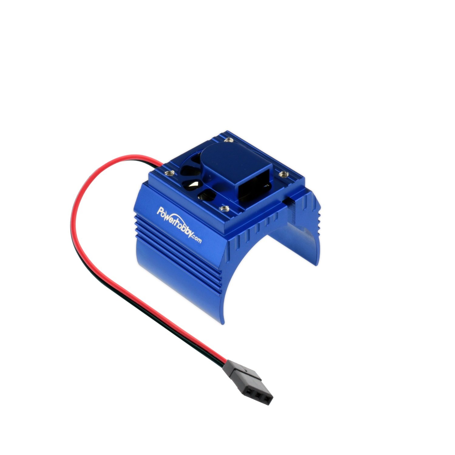 PowerHobby Aluminum Motor Heatsink + Cooling Fan For 1/8 Size Motors Fits : Castle Creations 2200kv + 2650KV Motors, Dynamite, Hpi, Novak, Trinity, Arrma Nero, Kraton, Fazon, Outcast, Tekin (Blue)