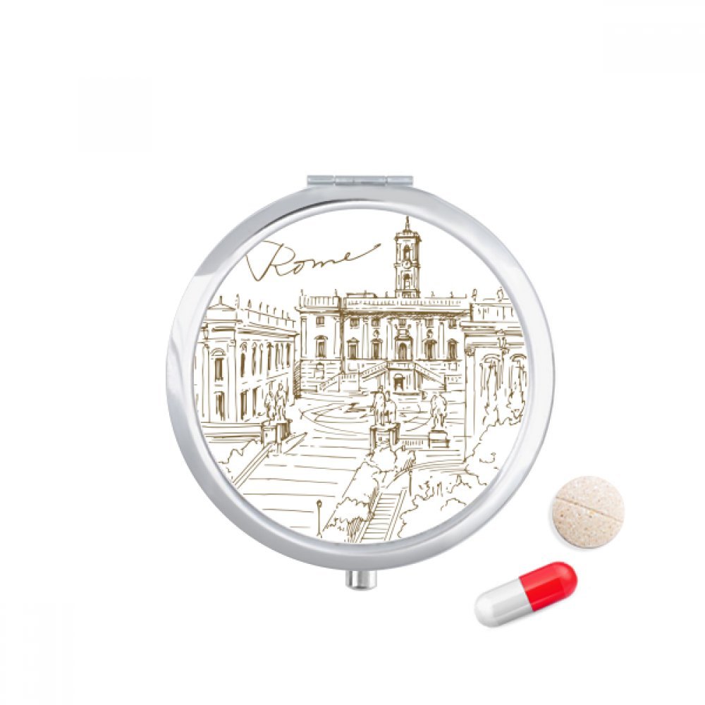 Boîte médicament voyage Rome : pilulier souvenir avec miroir pour garder l'esprit serein