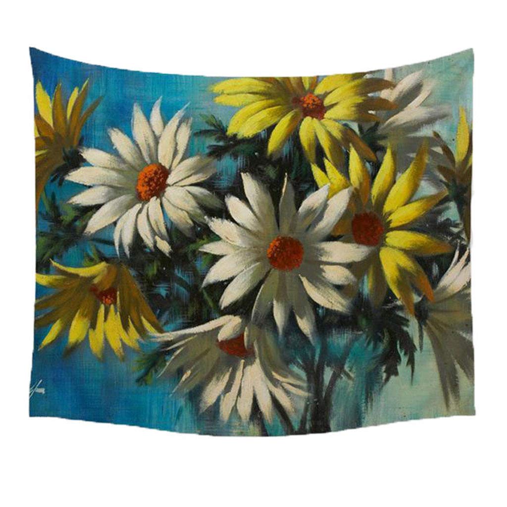 Tapisserie de fleurs en polyester 150x130 cm pour décoration murale