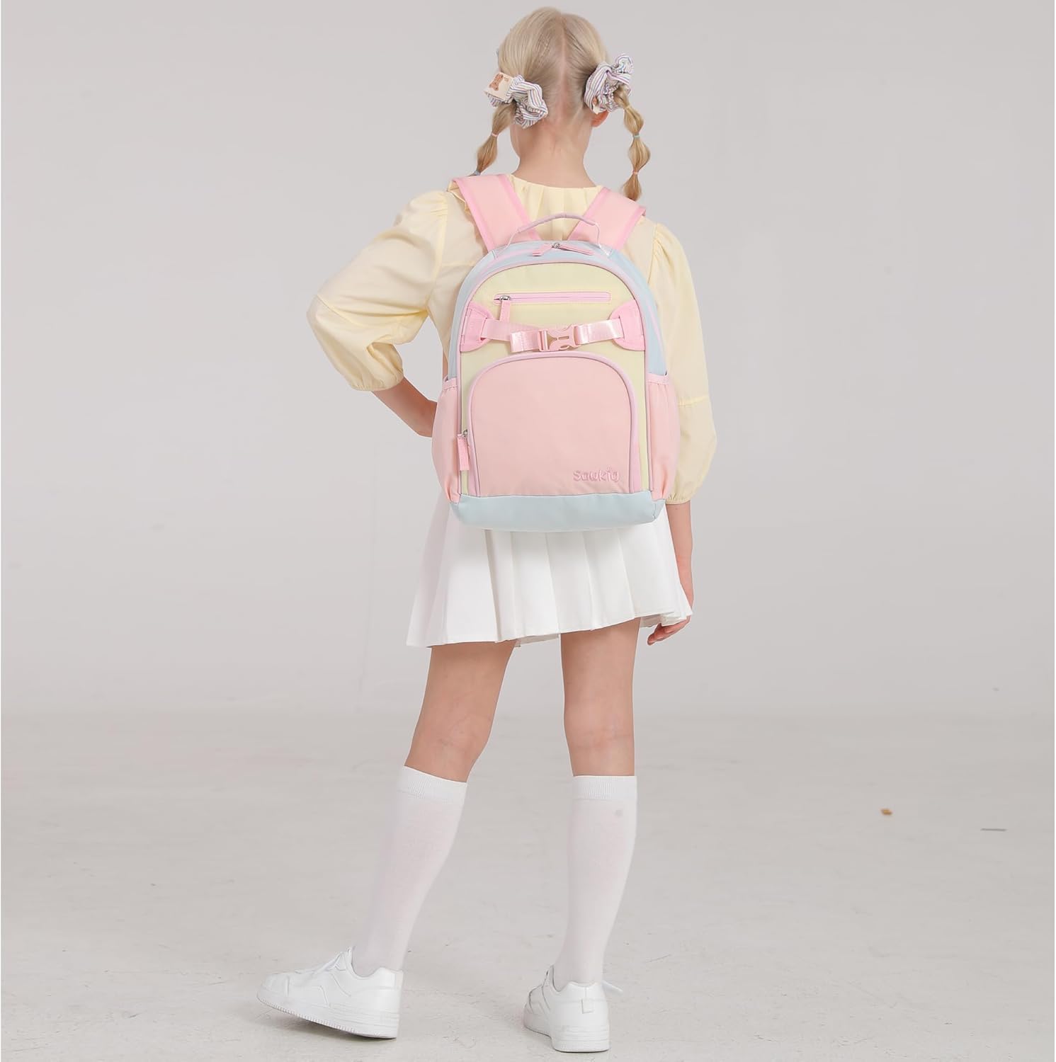 Lightweight Cute Kids Backpack for School Kindergarten Elementary Backpacks for Gilrs ages 6-8-10 (Pink Cream Celeste) - Image 2