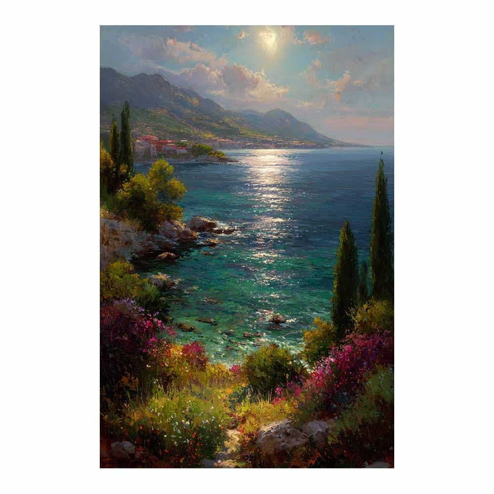 HUYEEI Landscape Wall Art Seaside Scenery Modern Canvas Print On Artwork, Suitable for living room, bedroom, for Kids Room Decoretc.(multicolored)-70x100cm Unframed