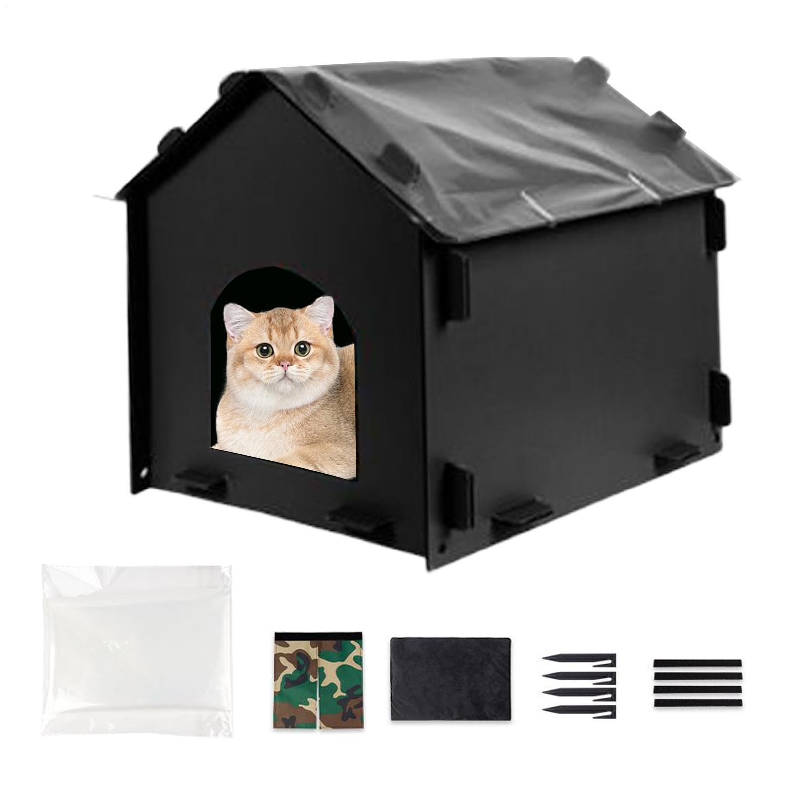 Cuccia Invernale per Gatti Casa Per Animali Domestici Isolata Sicura E | Tana Animali Domestici Con Stazione Alimentazione Esterna per Comunità Balcone Giardino Cortile Strada Garage