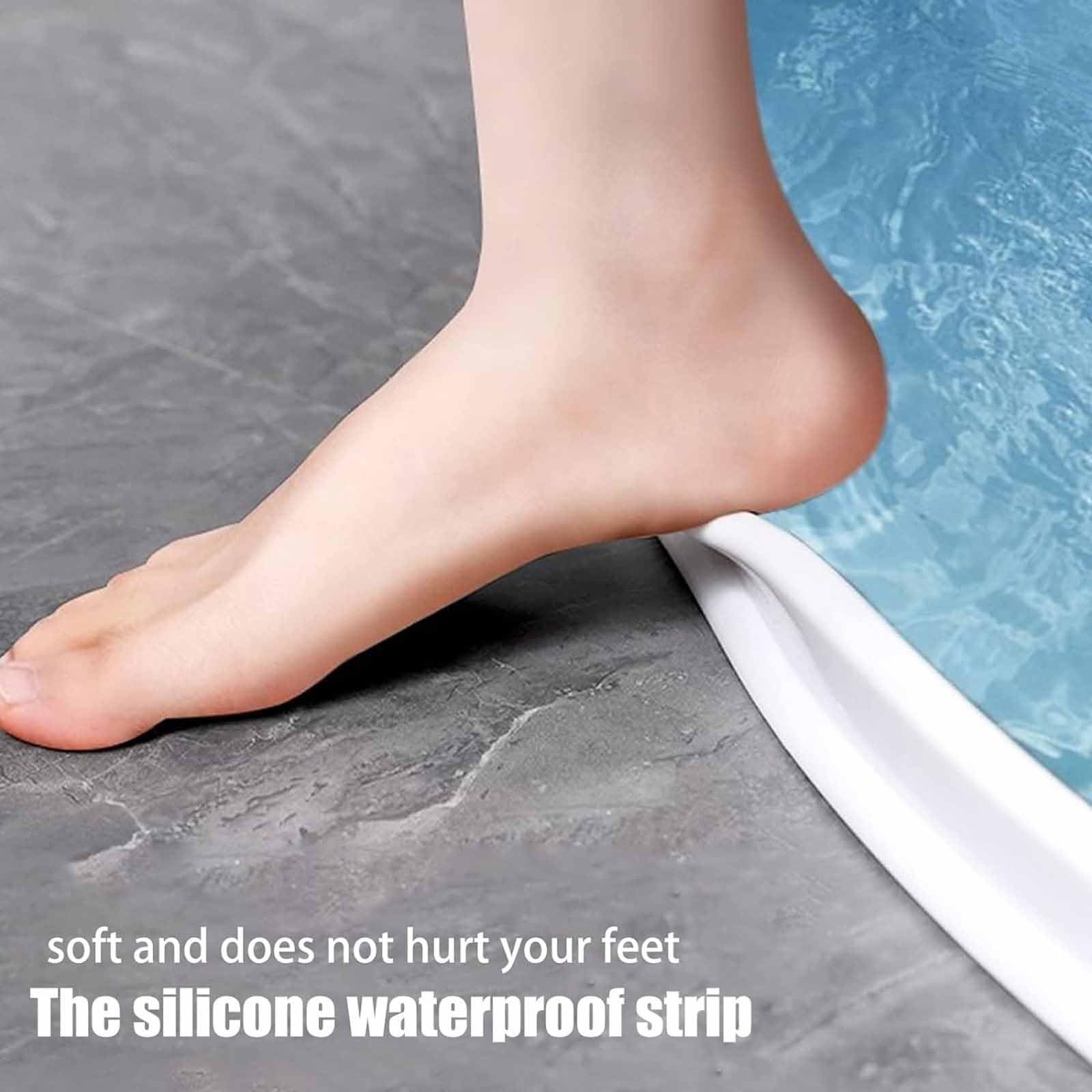 Barriera per l'acqua della doccia, Soglia della doccia in silicone Diga flessibile impermeabile, Striscia sigillante per pavimento della stanza umida, per Soglia della doccia in cucina Blocco dell'acq