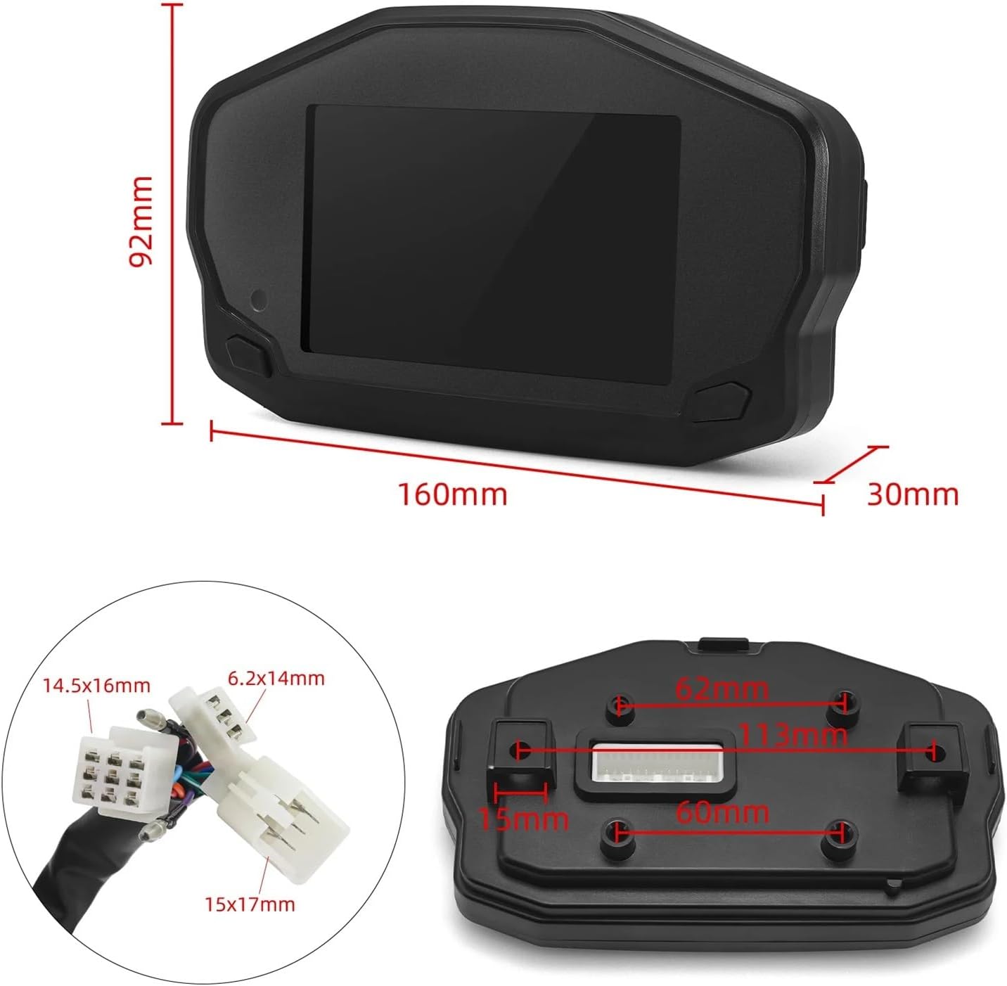 Motorcycle Speedometer Gauge Universal Tachometer for Motorcycle Digital Odometer 12000RPM Tachometer with Alarm Moto Dashboard for 2/4 Cylinders