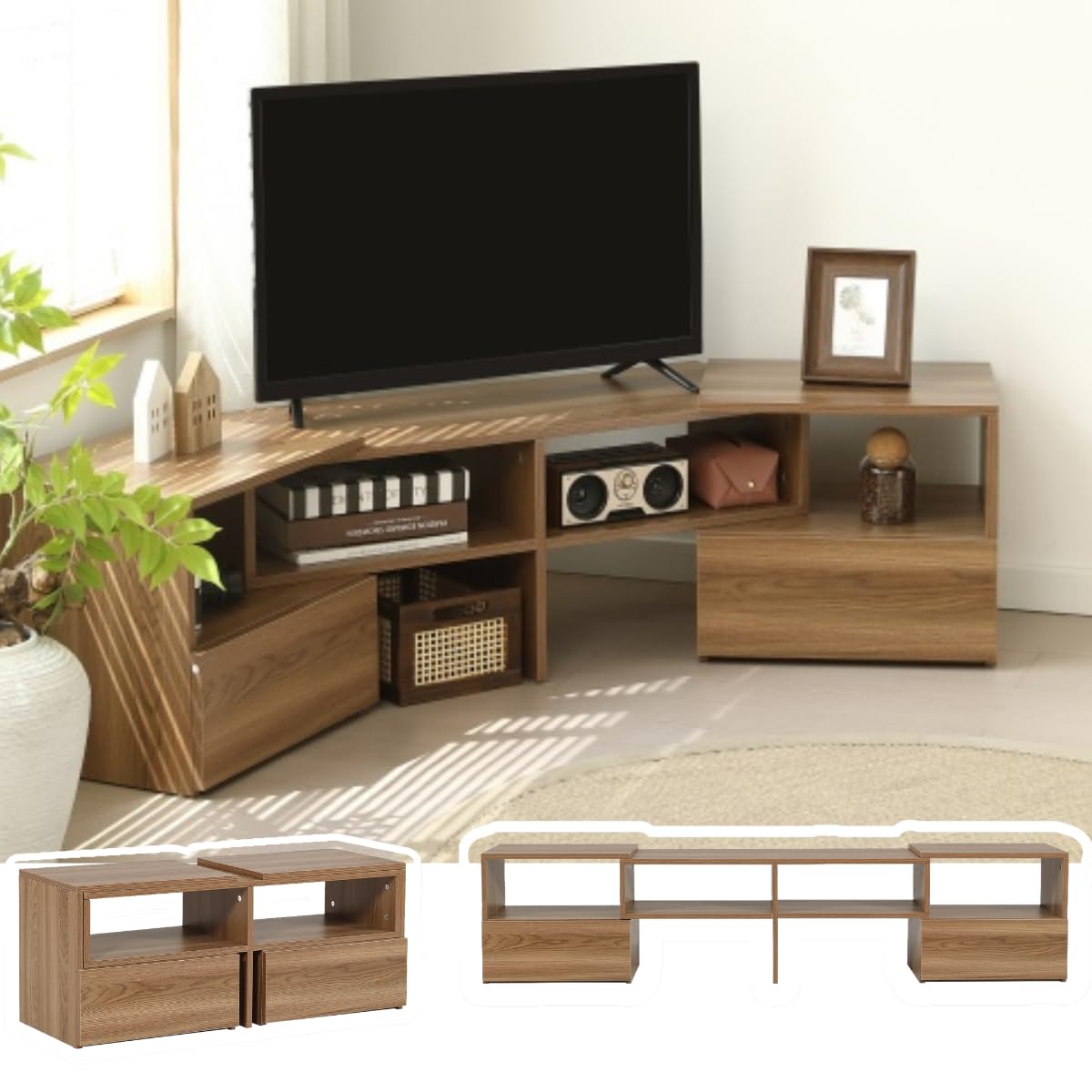 Amazon｜テレビ台 コーナー L字収納 拡張可能 伸縮自由 幅93～172cm