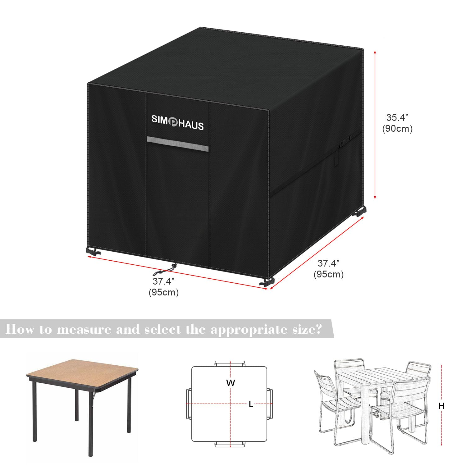 SIMPHAUS Patio Table Cover for Coffee Table Outdoor Furniture Covers Waterproof Covers for Garden Furniture Covers for Outside Garden furniture Bistro Set UV Resistant 420D Oxford Fabric 95x95x90cm - Image 2