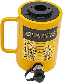AMEHRU Gato hidráulico de Cilindro de 10T/20T/30T, Herramienta de elevación de Alta Resistencia, de 50 mm/100 mm, Amarillo/Azul(20T 100mm)