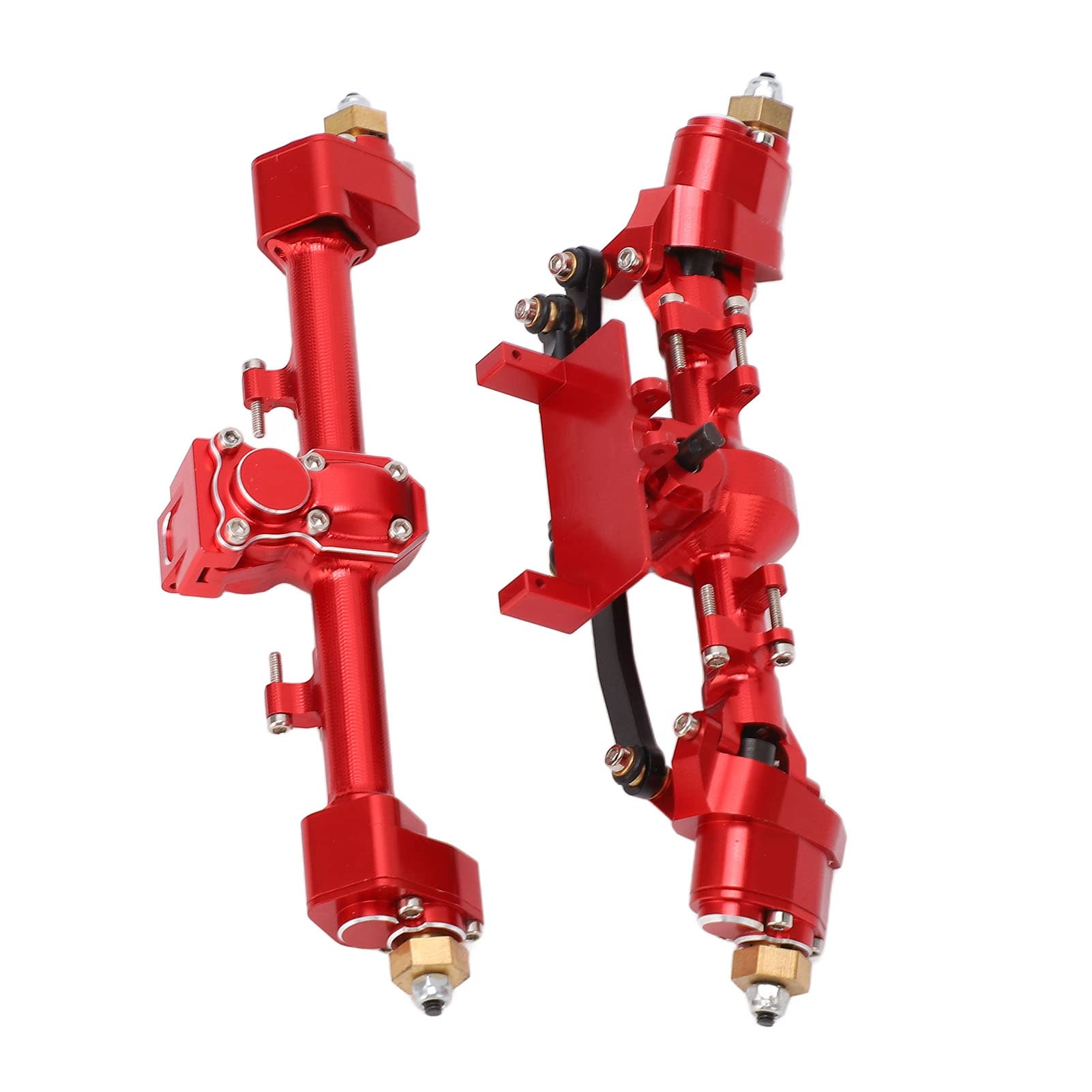 RC Car Metal Kompletny przedni tylny zestaw osi portalowych Montaż Stop aluminium do osi 1/24 SCX24 (Red)