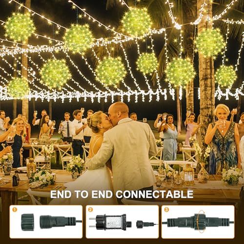 Baung Christmas String Lights Outdoors,4 Pack 7.98" Sphere Ball Tree Garden Globe Lights for Home, Party, Christmas, Porch Patio,Wedding, Garden,Tree Decoration with Memory Function Plug by Baung - Image 4