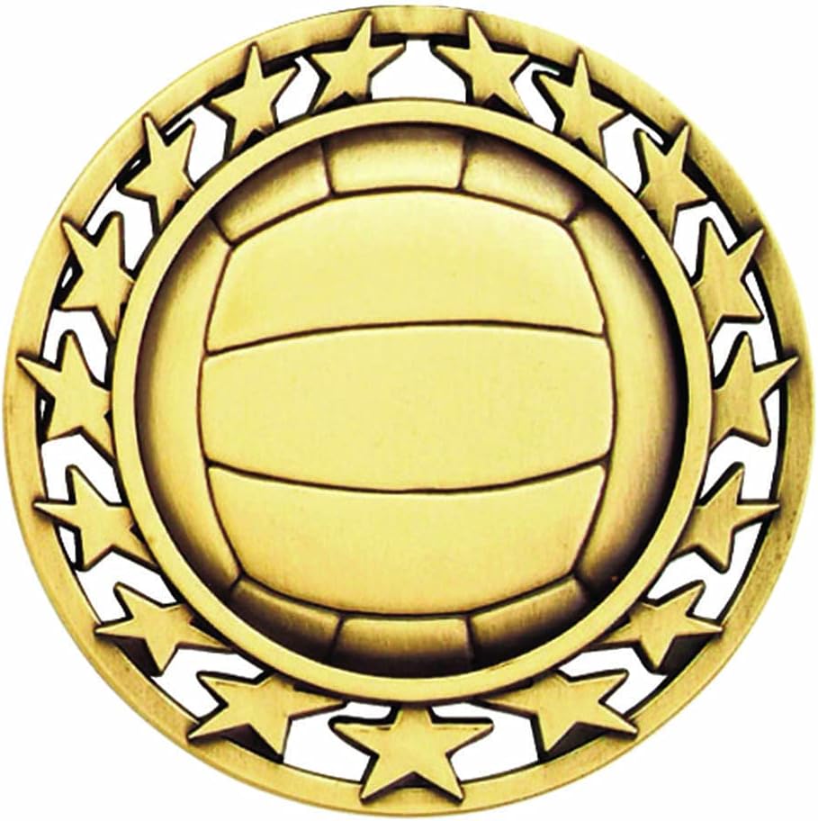 10 Pack of Volleyball Gold Medals Trophy Award with Neck Ribbons SM