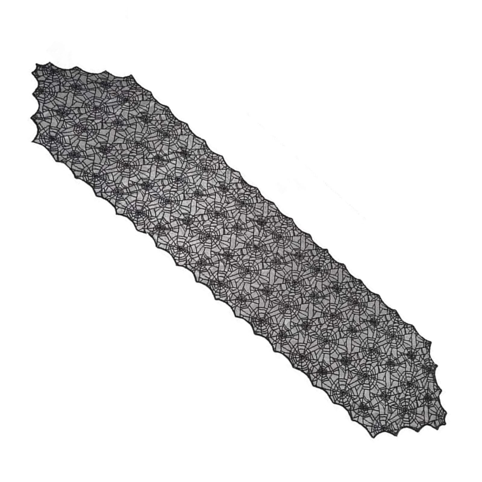 Jazuaiao Festives Halloween Table Runner, Black Laces Cobwebs Tablecloths Accent for Dinner Parties Occasion Tableware