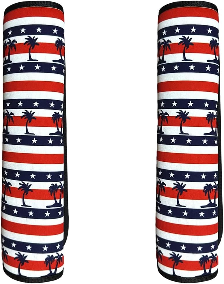 2PCS American Flag Car Seat Belt Cover Pads, Soft Comfortable Shoulder Strap Protection Cushions for Driving, Universal Vehicle Interior Decoration Accessories for Car, SUV, Truck(Style5)