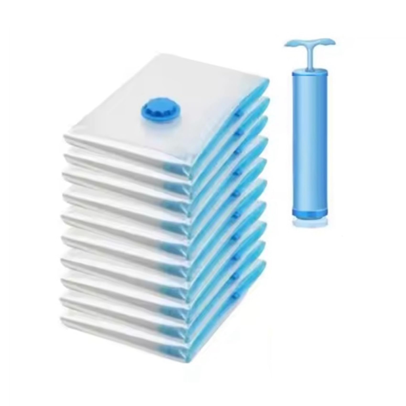 CTRLZS Quilt Transparent Vacuum Compression Bags 10pcs, Storage Bags with Manual Pump Included