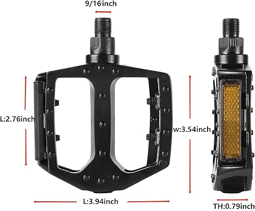 Miniatura 3 de CDWEFHR Pedales de bicicleta de montaña para adultos, pedal de plataforma de bicicleta de aleación duradera de 916", tiras refectivas, MTB