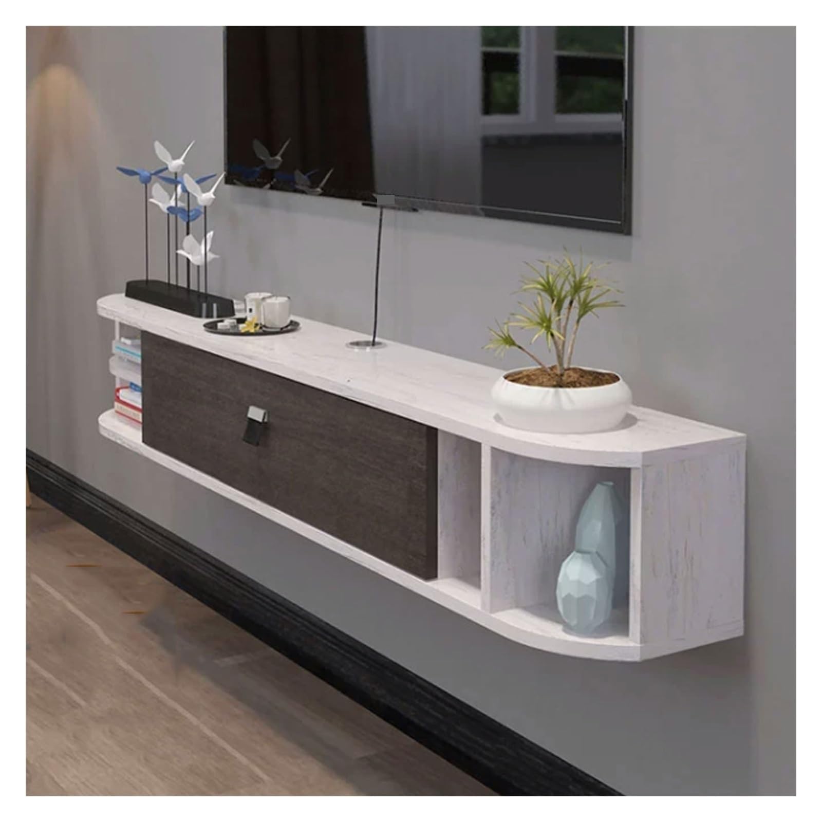 Mueble de TV Estante flotante estrecho for TV, consola de TV montada en la pared de 63 pulgadas, estante flotante moderno debajo del televisor, estante flotante for entretenimiento, soporte for TV con