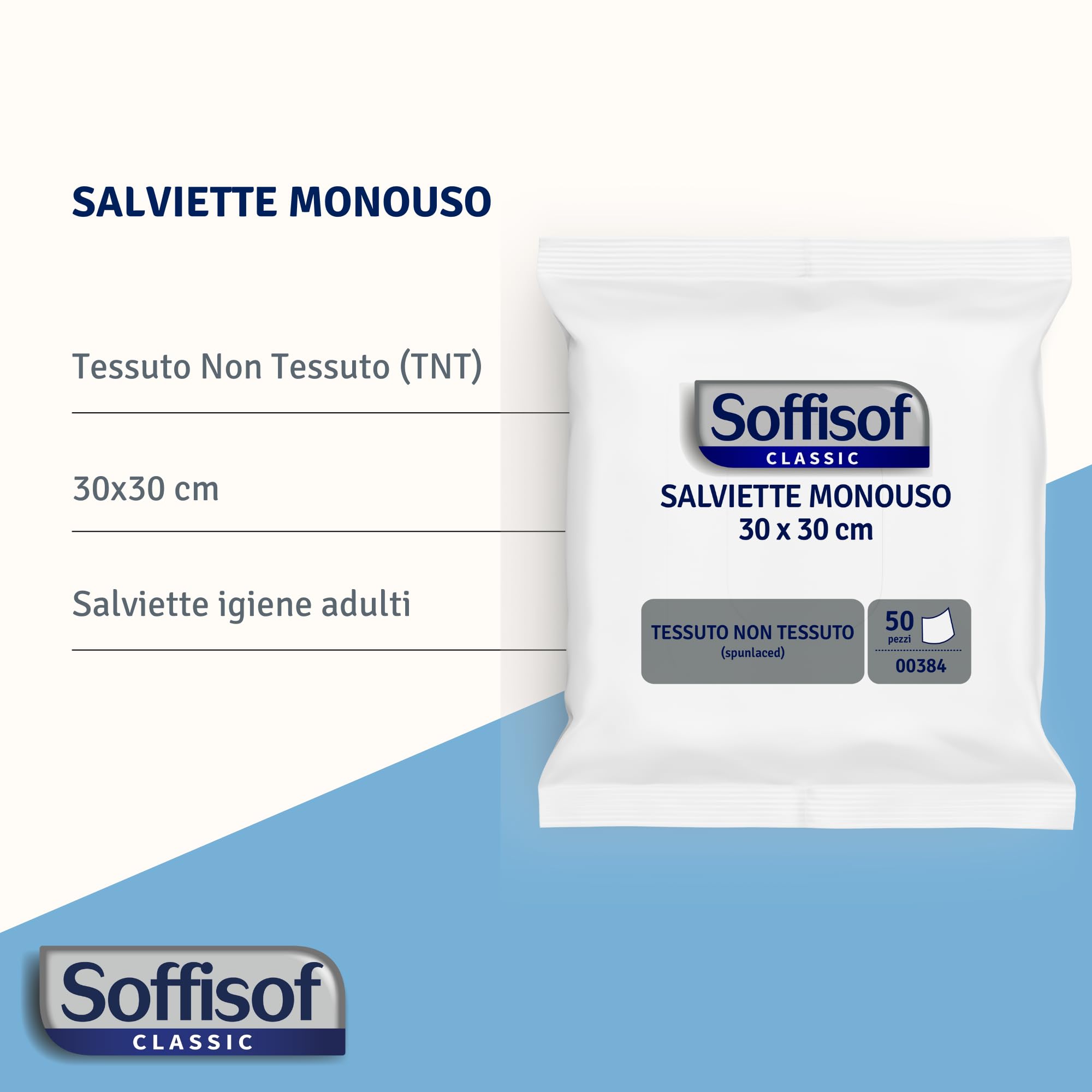 Soffisof 600x Salviette Monouso in TNT 30x30 cm - Resistenti e Morbide - Igiene Quotidiana - 12 Confezioni da 50 Pezzi - Uso Domestico e Professionale