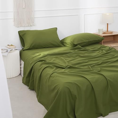 Miniatura 7 de Simple&Opulence Juego de sábanas de lino belga, color sólido, 4 piezas (1 sábana encimera, 1 sábana bajera y 2 fundas de almohada), mezcla de lino
