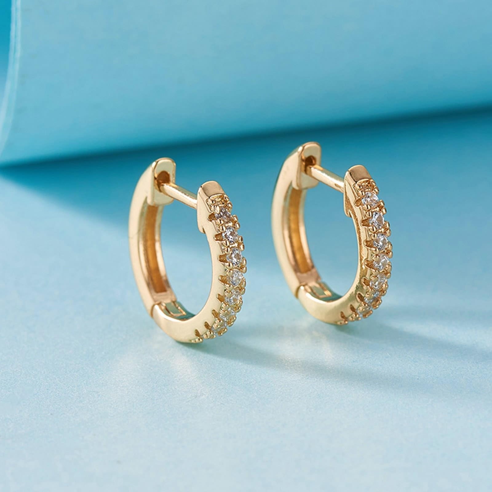 AMDXD Pendientes de oro auténtico para mujer de oro blanco Au750 de 18 quilates, clásicos pendientes de aro con moissanita, para mujer, pequeños de oro de 18 quilates