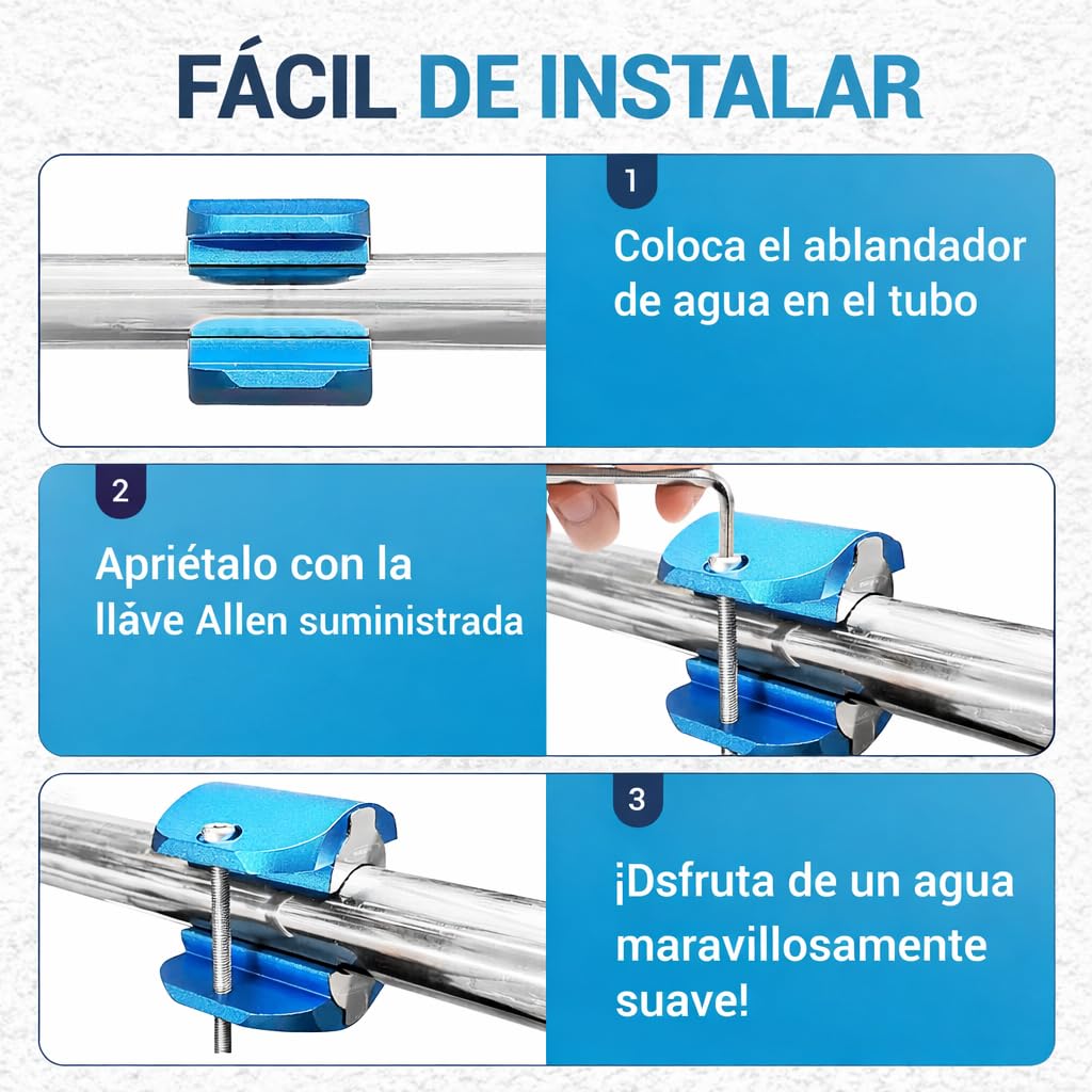 Descalcificador de agua magnético 15.000 Gauss - Imán ablandador de agua profesional - descalcificador de agua - Azul - Anti Lime