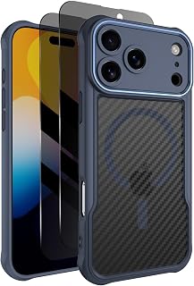 Dahkoiz for iPhone 17 Pro Max Case, Compatible with MagSafe, with 2 Privacy Screen Protectors, Full Coverage Camera, 15ft Drop Protection, Slim & Rugged Magnetic Cover Phone Case, Blue