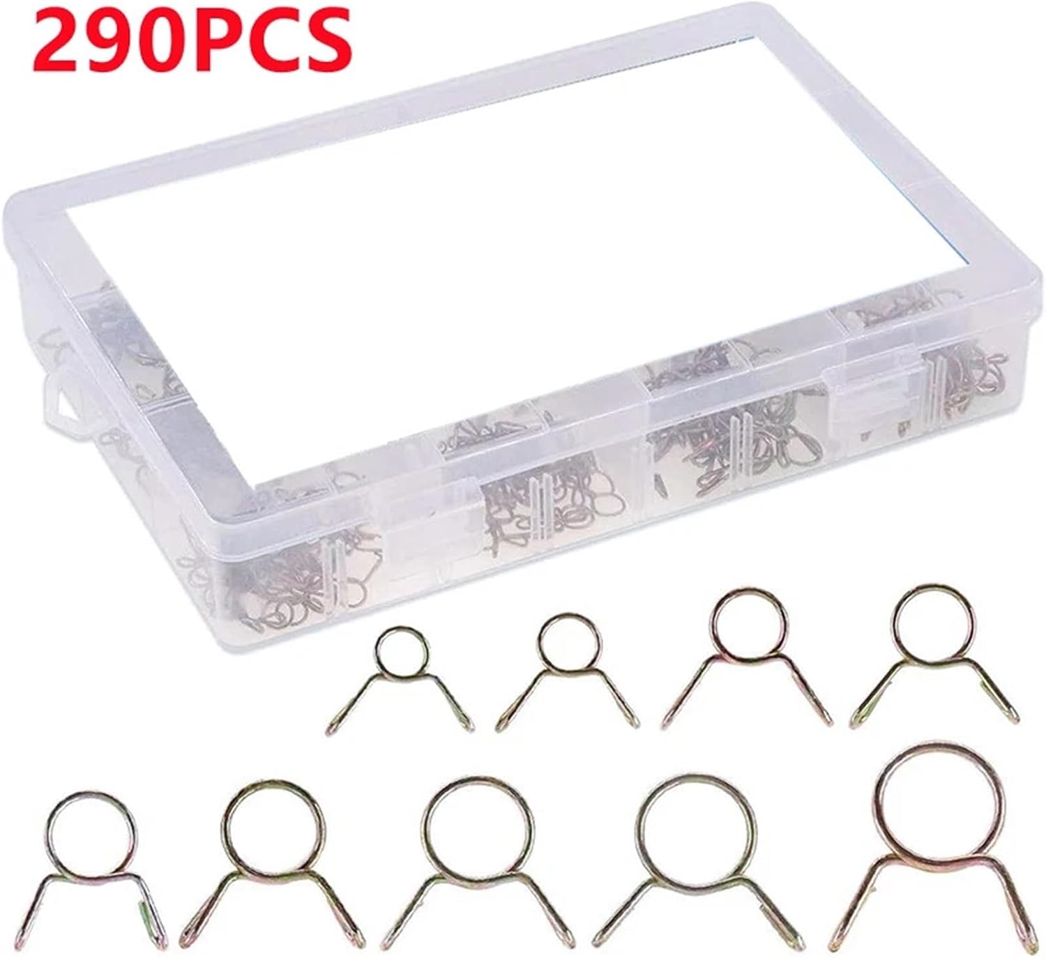 Hose Clamp 290Pcs Air Tubing Hose Clamps Adjustable Fuel Tube Water Pipe Fixed Clip Assortment Kit 5-13MM Zinc Plated Clips For Creating Leak proof Seal For Various Hoses