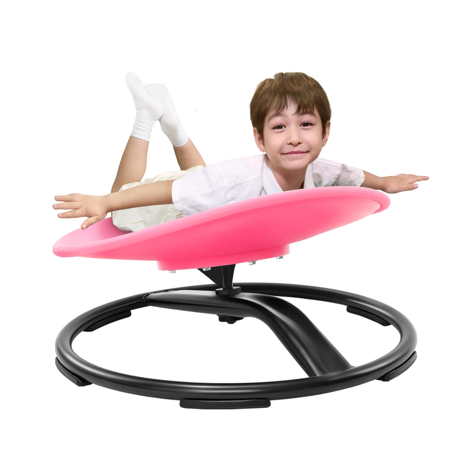 Zhenx Spinning Chair for Autistic Kids (Ages 3-18) - 220lbs Capacity Sensory Swivel Seat - Sensory Toy for Teens with ADHD/Autism - Sit & Spin Calming Gift to Improve Focus & Body Balance (Pink)