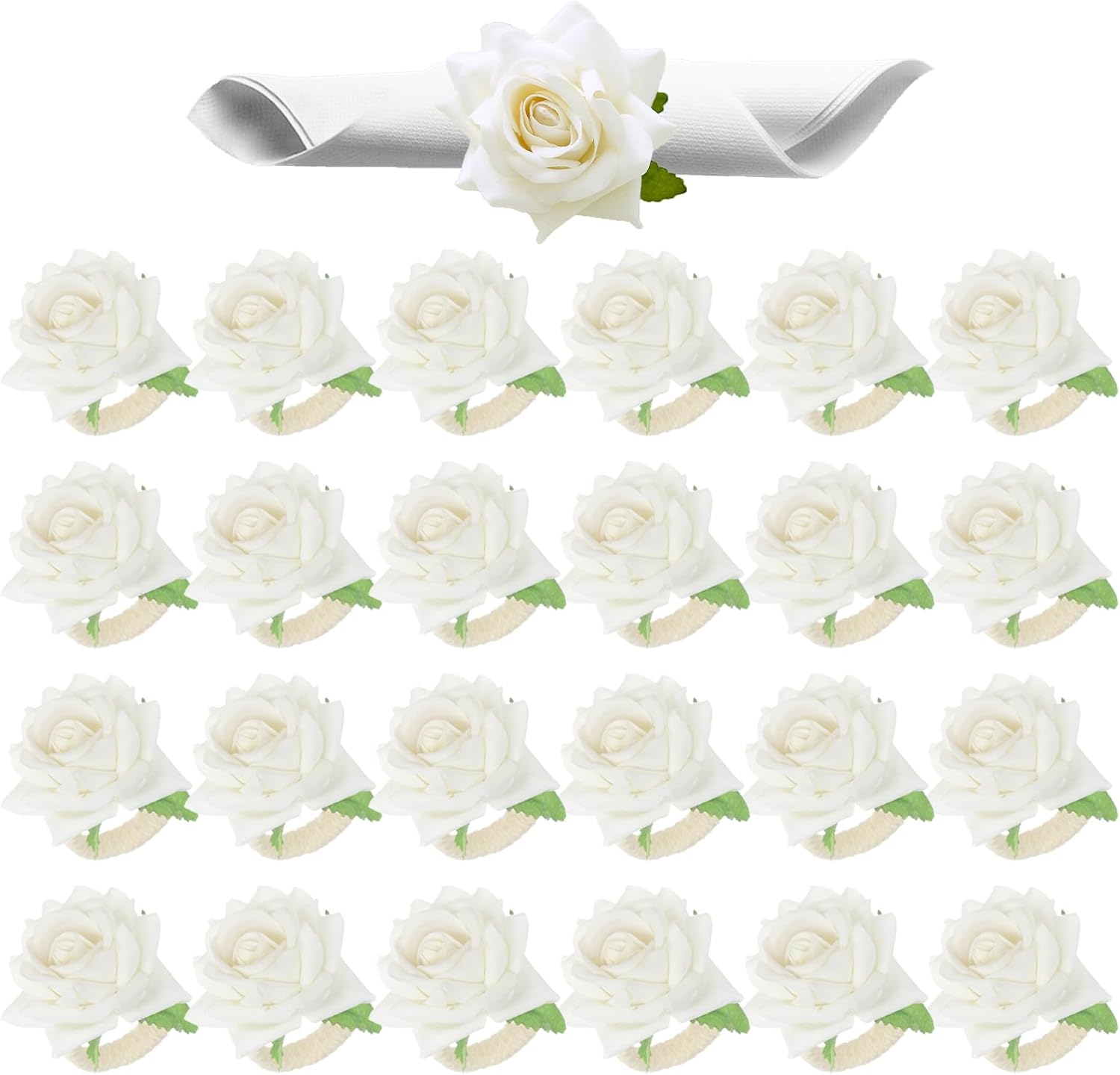 Set of 24 Red Napkin Rings Red Rose Napkin Rings Handicraft Flower Pink Flower Napkin Holder Wedding Napkin Holder Table Decoration for Mother Day Party