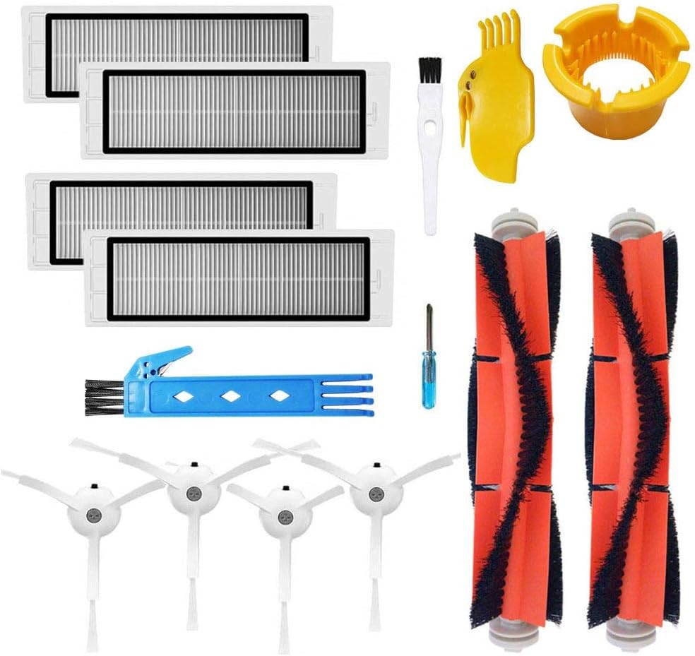 BSDY YQWRFEWYT Accessories Kit for XIAOMI MI Robot Vacuum Replacement Parts 2 Pcs Main Brush 4 Pcs Side Brush 4 Pcs HEPA Filter