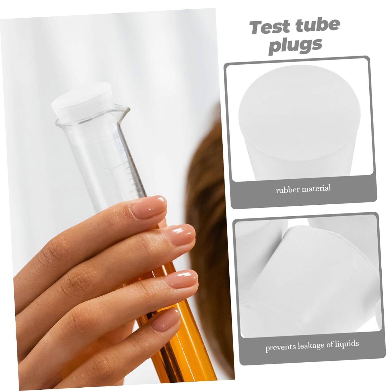 5pcs Test Tube Plugs Lab Test Tube Solid Plugs for Science Experiment Rubber Stopper Sealing Stoppers